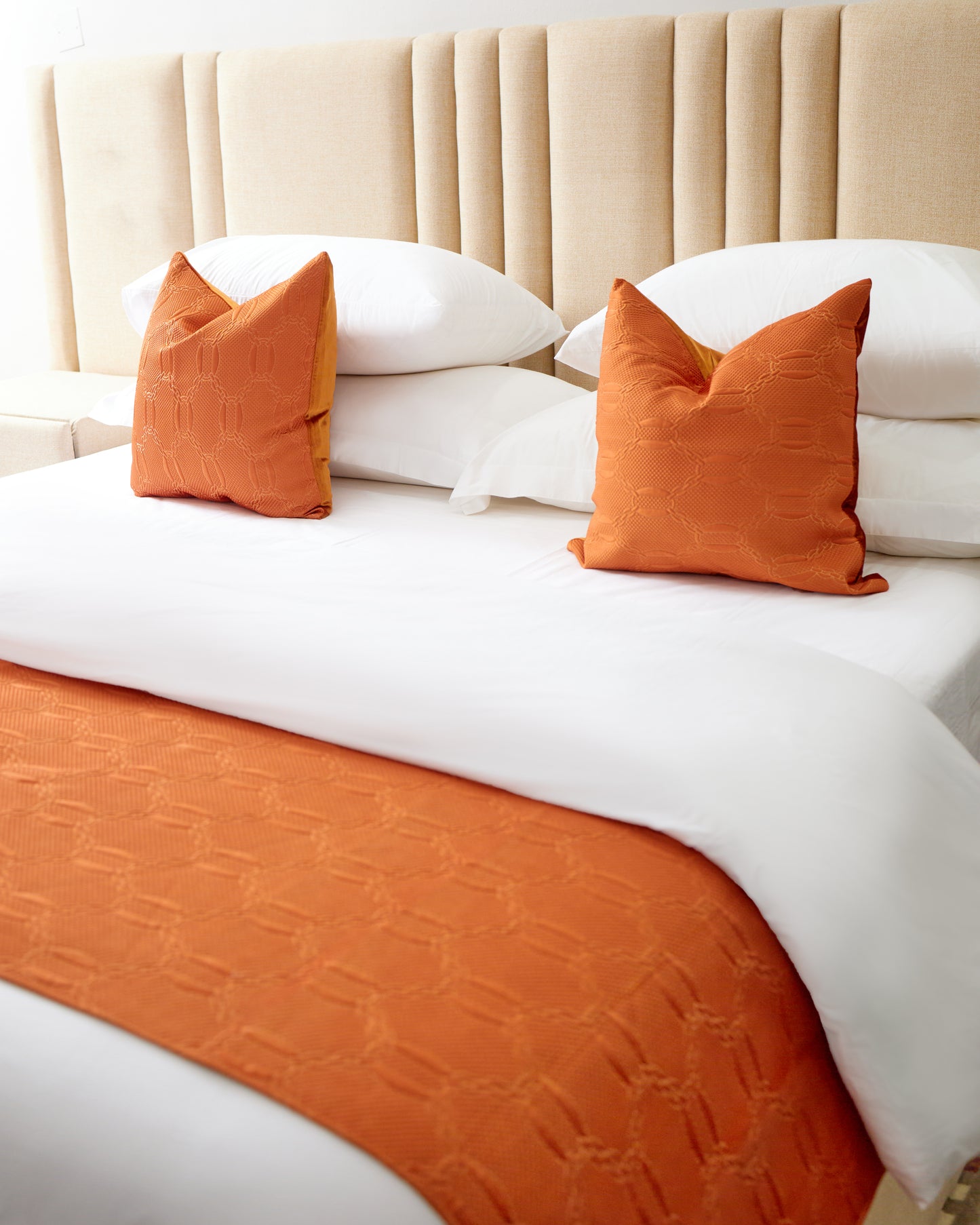 Bed Runner and Throw Pillow Set